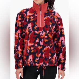 Sage Collective Faux Shearling Pullover Retro Swirl Pink Women’s Size L